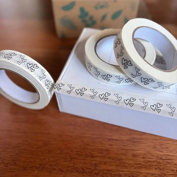 Black & White Hearts Paper Tape