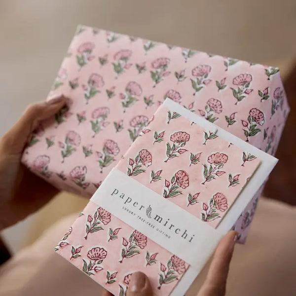 Hand Block Printed Greeting Card - Gc Ditsy Floral Blush