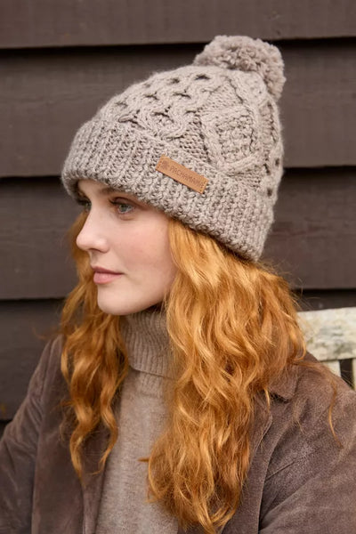 Pachamama Enniskerry (Merino) Bobble Beanie - Mushroom