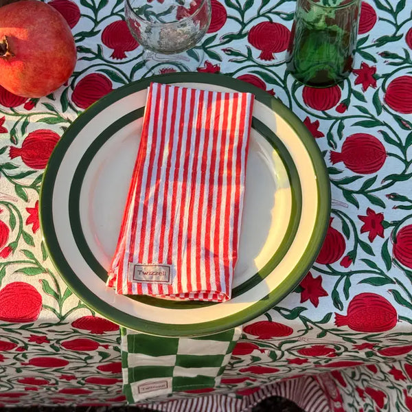 Red and White Pinstripe Napkins - Set of 4
