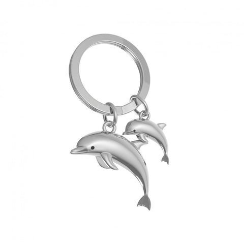 Metalmorphose Keyring - Silver Dolphin & Baby