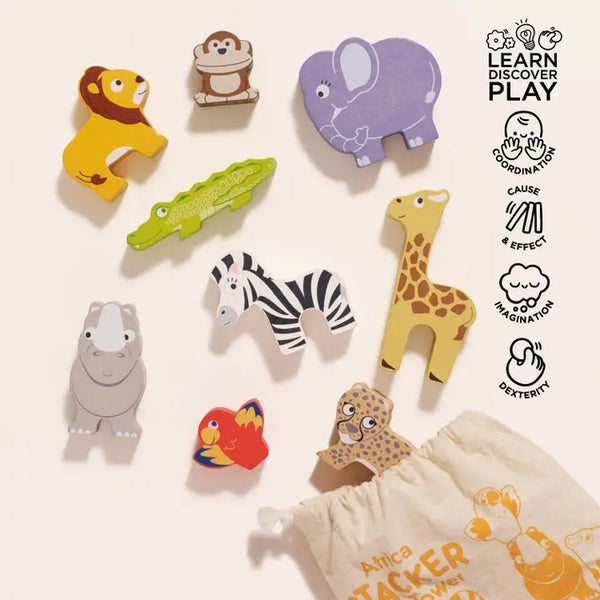 African Stacking Animals & Bag