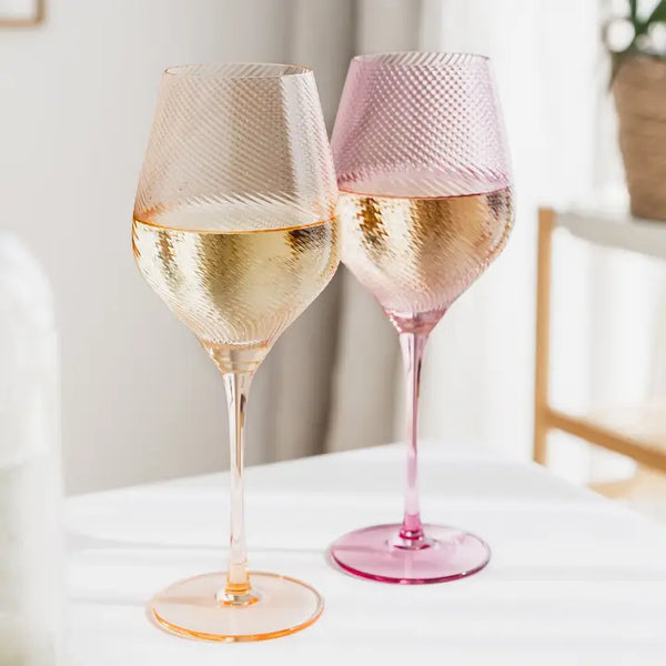 Twist Coloured Wine Glasses - Set of 2 - Pink/Peach