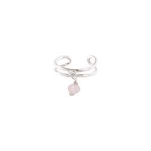 A Beautiful Story Gemstone Ear Cuff Rose Quartz Silver Plated