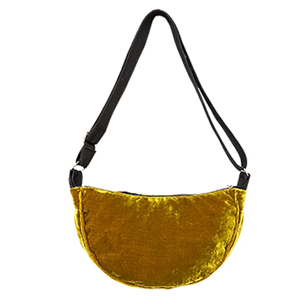 Velvet Spots Half Moon Bag - Chartreuse