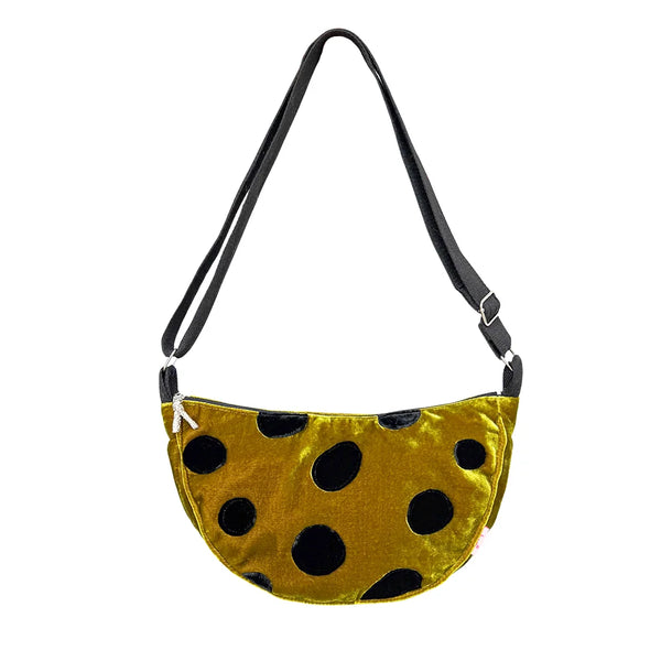 Velvet Spots Half Moon Bag - Chartreuse