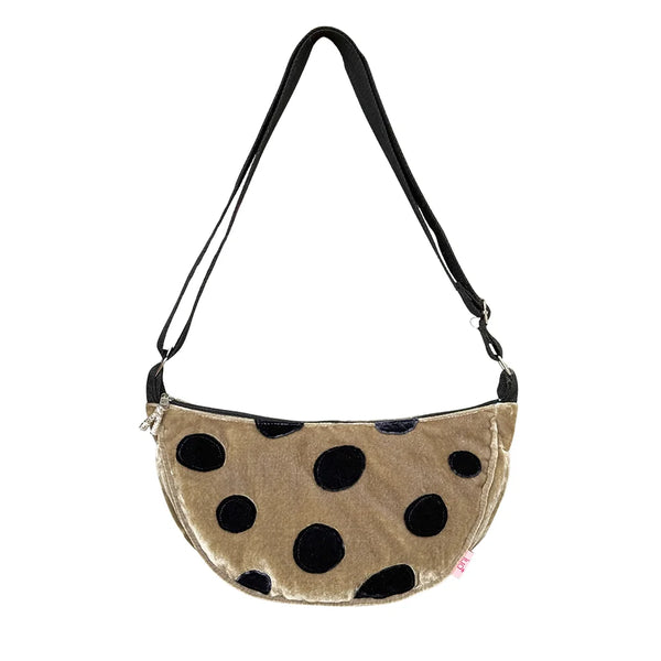 Velvet Spots Half Moon Bag - Sage Mink