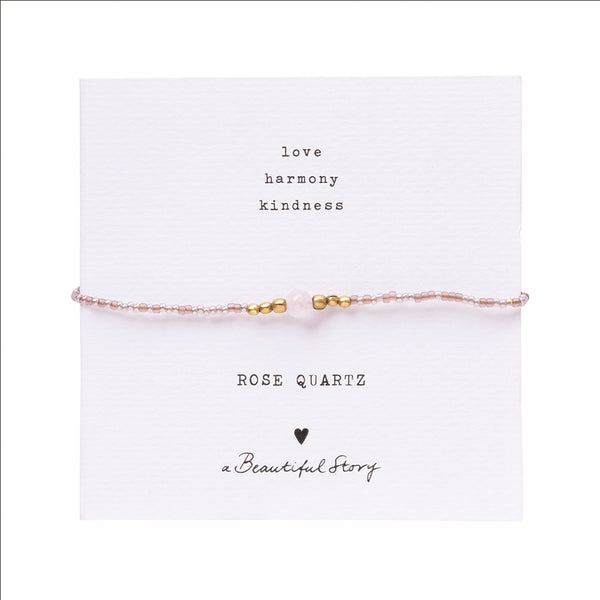 A Beautiful Story Iris Rose Quartz Gold Coloured Bracelet