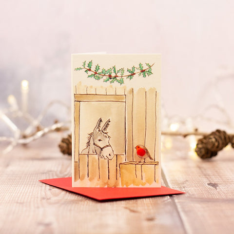 Christmas Mini Card - Donkey & Robin