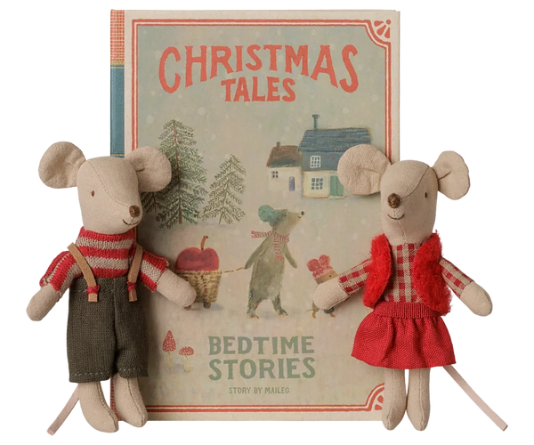 Maileg Christmas Twin Mice -  Little Sister and Brother in Book