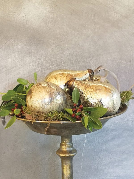 Antique Silver Pear Glass Bauble