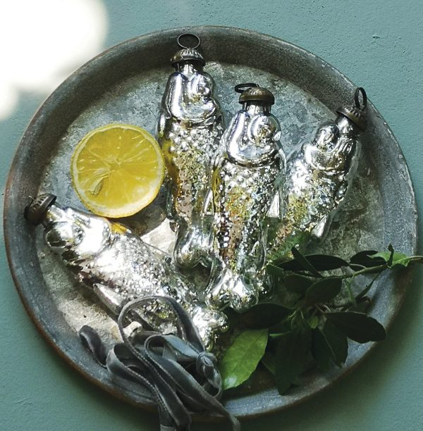 Antique Silver Fish Glass Bauble