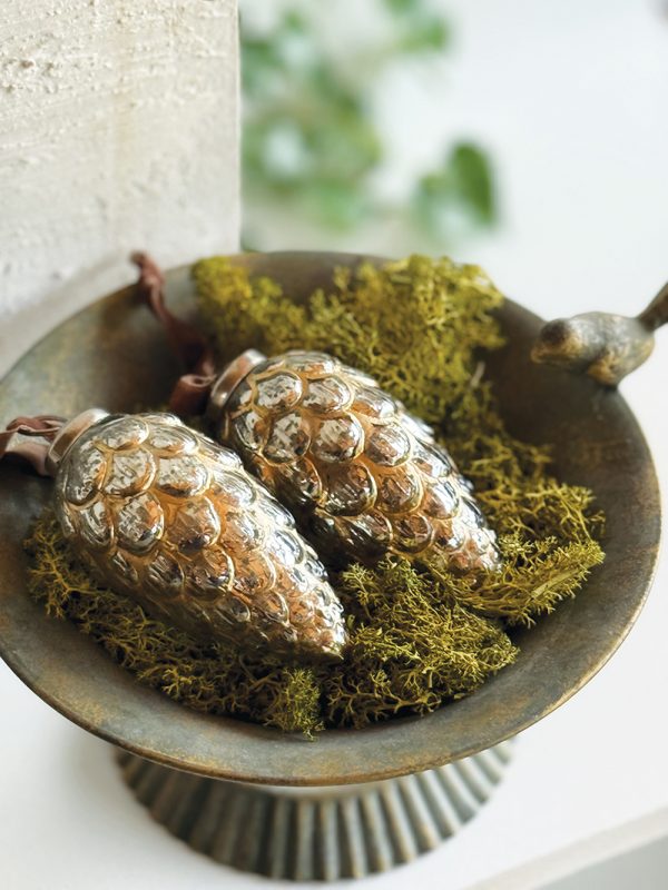 Vintage Gold Glass Fir Cone Bauble