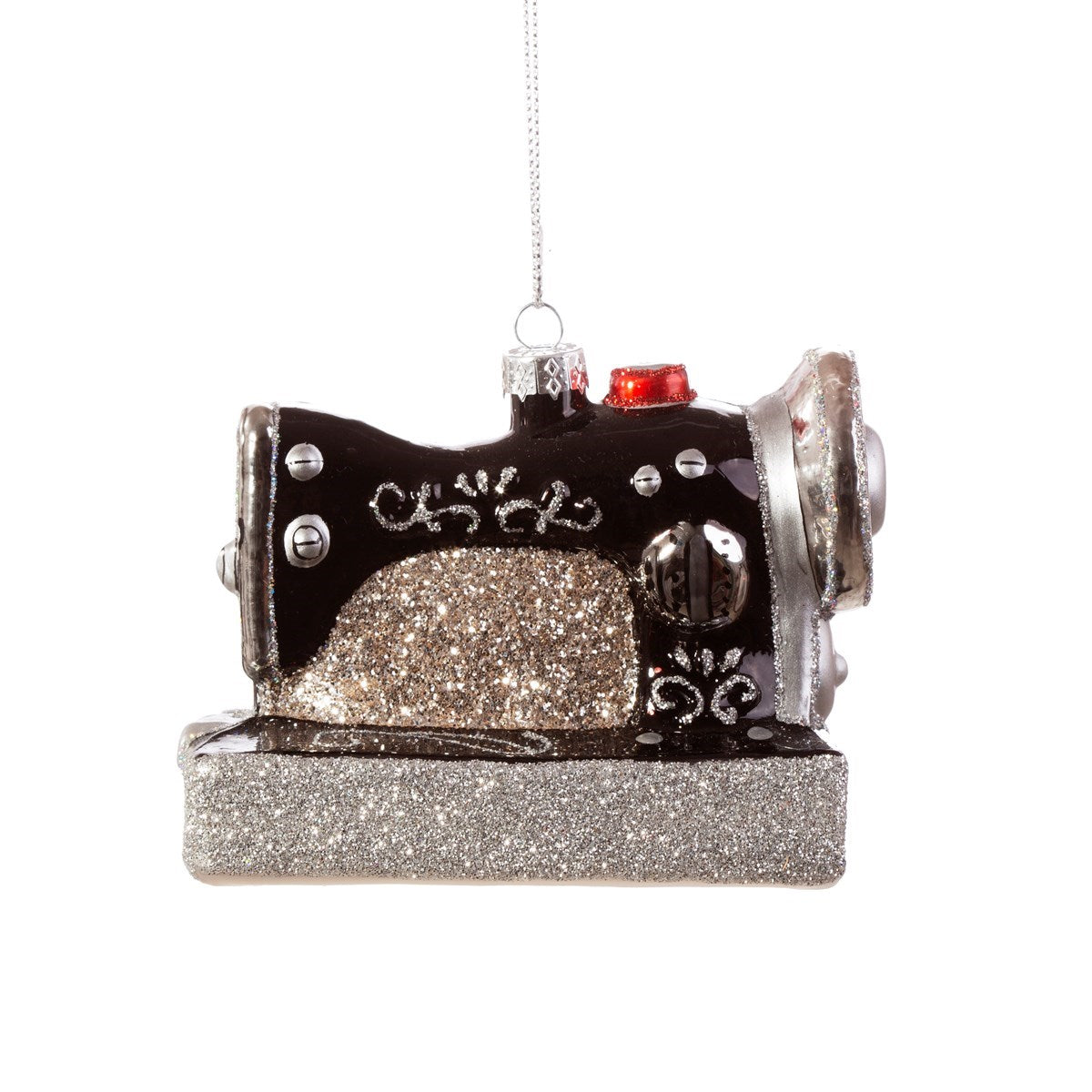 Retro Sewing Machine Glass Bauble