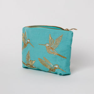 SALE WAS £22 NOW £15 Elizabeth Scarlett Hummingbird Turquoise Make Up Bag