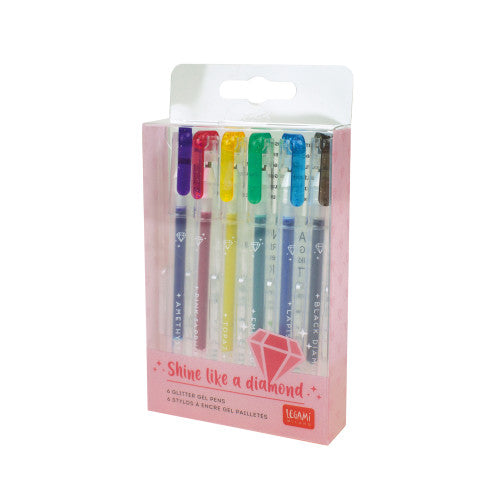Legami Shine Like A Diamond - Set Of 6 Glitter Mini Gel Pen