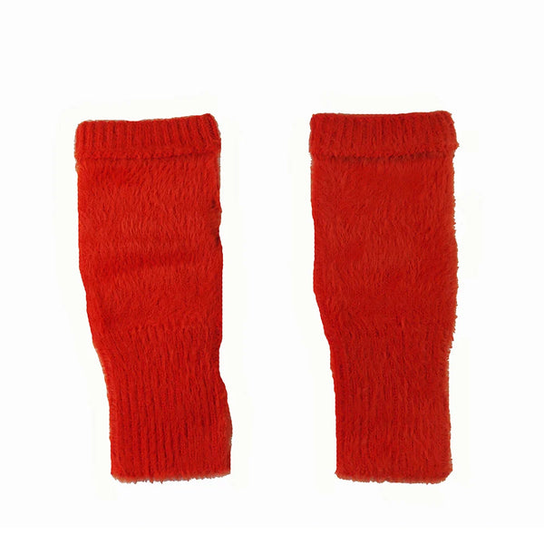 Fiery Orange Fingerless Wool Blend Gloves