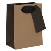 Small Gift Bag - Ribbed Kraft & Black