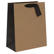 Large Gift Bag - Kraft & Black Ribbed