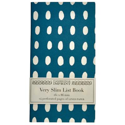 Cambridge Imprint Very Slim List Book - Bean Kingfisher