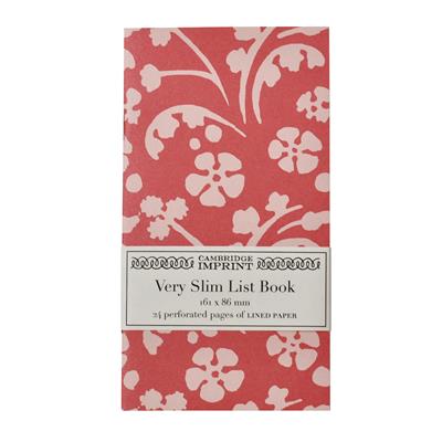 Cambridge Imprint Very Slim List Book - Wild Flowers Red