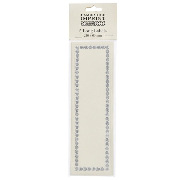 Cambridge Imprint Long Self Adhesive Labels with Cornflower Border