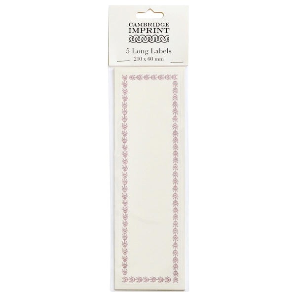 Cambridge Imprint Long Self Adhesive Labels with Cupboard Pink border
