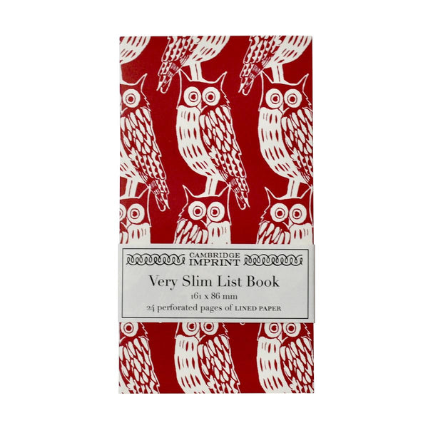 Cambridge Imprint Very Slim List Book - Owls