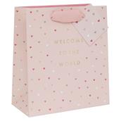 Medium Gift Bag - Welcome to the World Pink