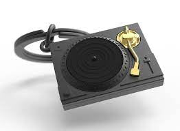 Metalmorphose Keyring - Matt Grey & Gold Turntable