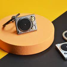 Metalmorphose Keyring - Matt Grey & Gold Turntable