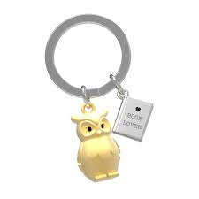 Metalmorphose Keyring - Gold Owl & Book