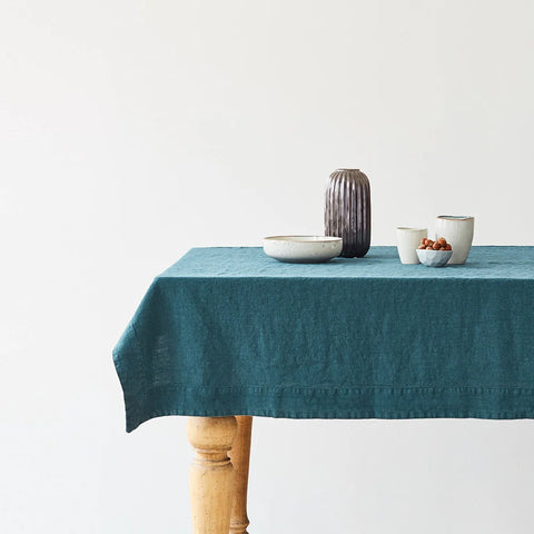 Linen Tales 100% Linen Tablecloth - Deep Water - 140cm x 300cm