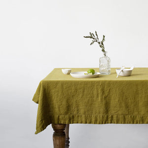 Linen Tales 100% Linen Tablecloth - Moss Green - 140cm x 300cms