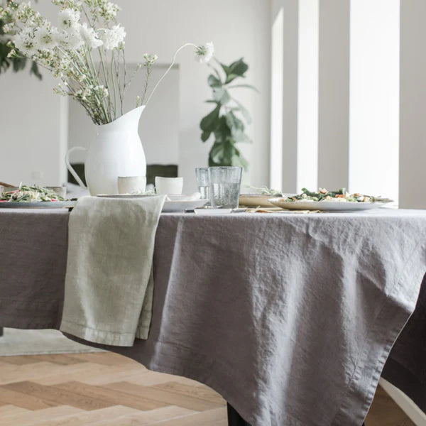 Linen Tales 100% Linen Tablecloth - Ash - 140cm x 300cms