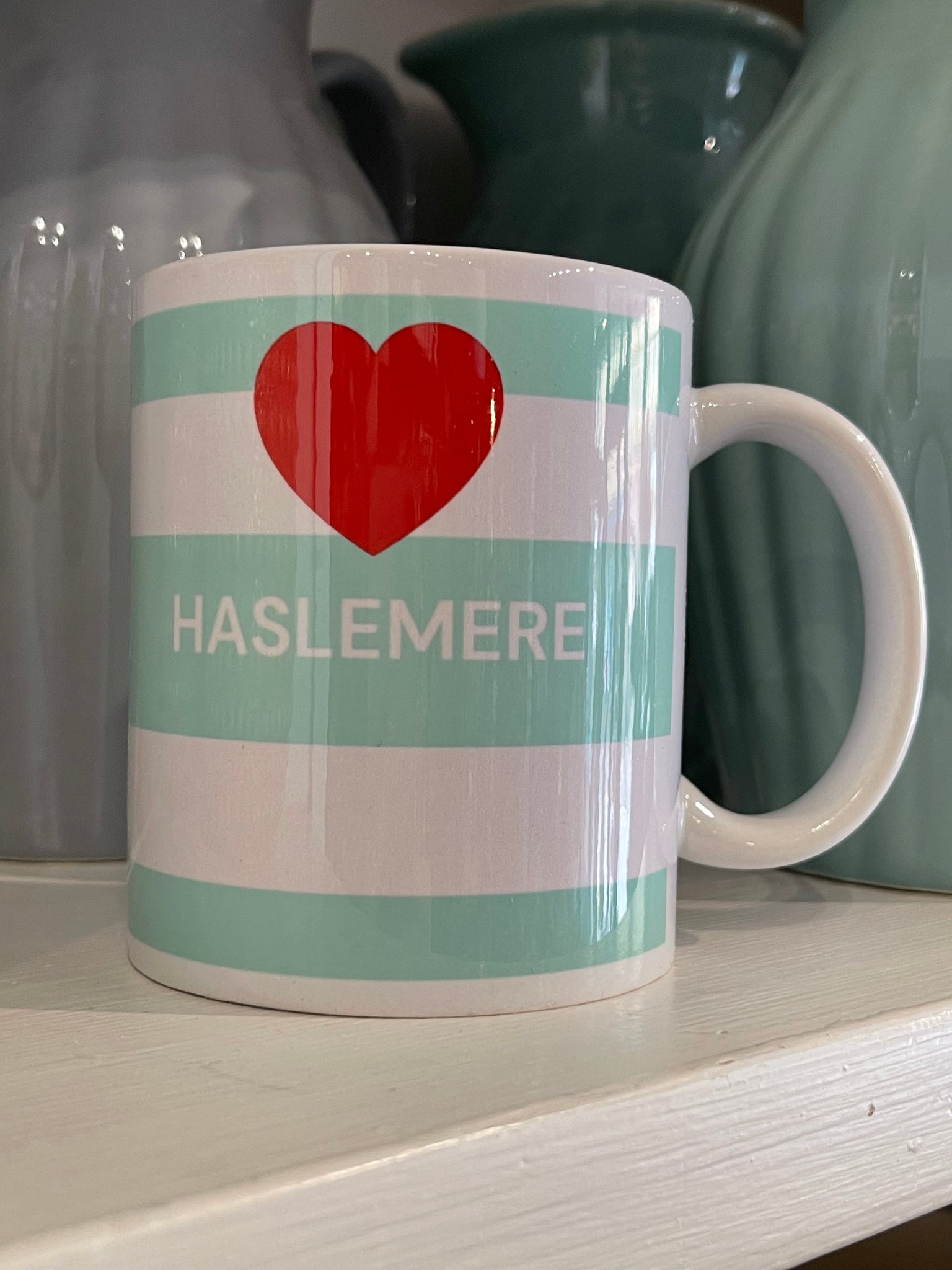 Love Haslemere Mug - Green Striped