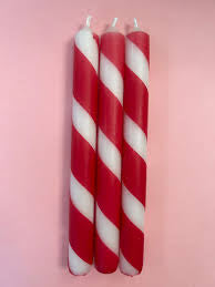 Candy Cane Dip Dyed Candles  - Box of 3