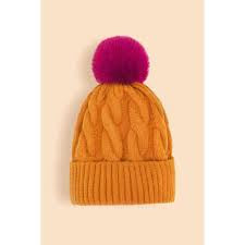 Powder Svana Bobble Hat - Tangerine