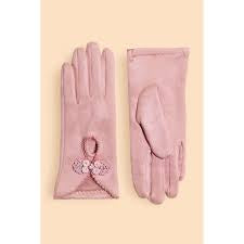 Powder Suki Faux Suede Gloves - Petal