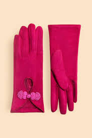 Powder Suki Faux Suede Gloves - Fuchsia