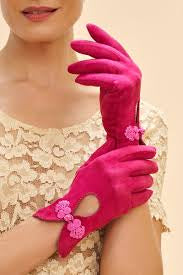 Powder Suki Faux Suede Gloves - Fuchsia