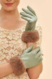 Powder Bettina Faux Suede Gloves - Sage & Teddy