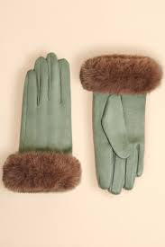 Powder Bettina Faux Suede Gloves - Sage & Teddy