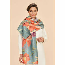 Powder Luxury Print Scarf - Hummingbirds at Dusk