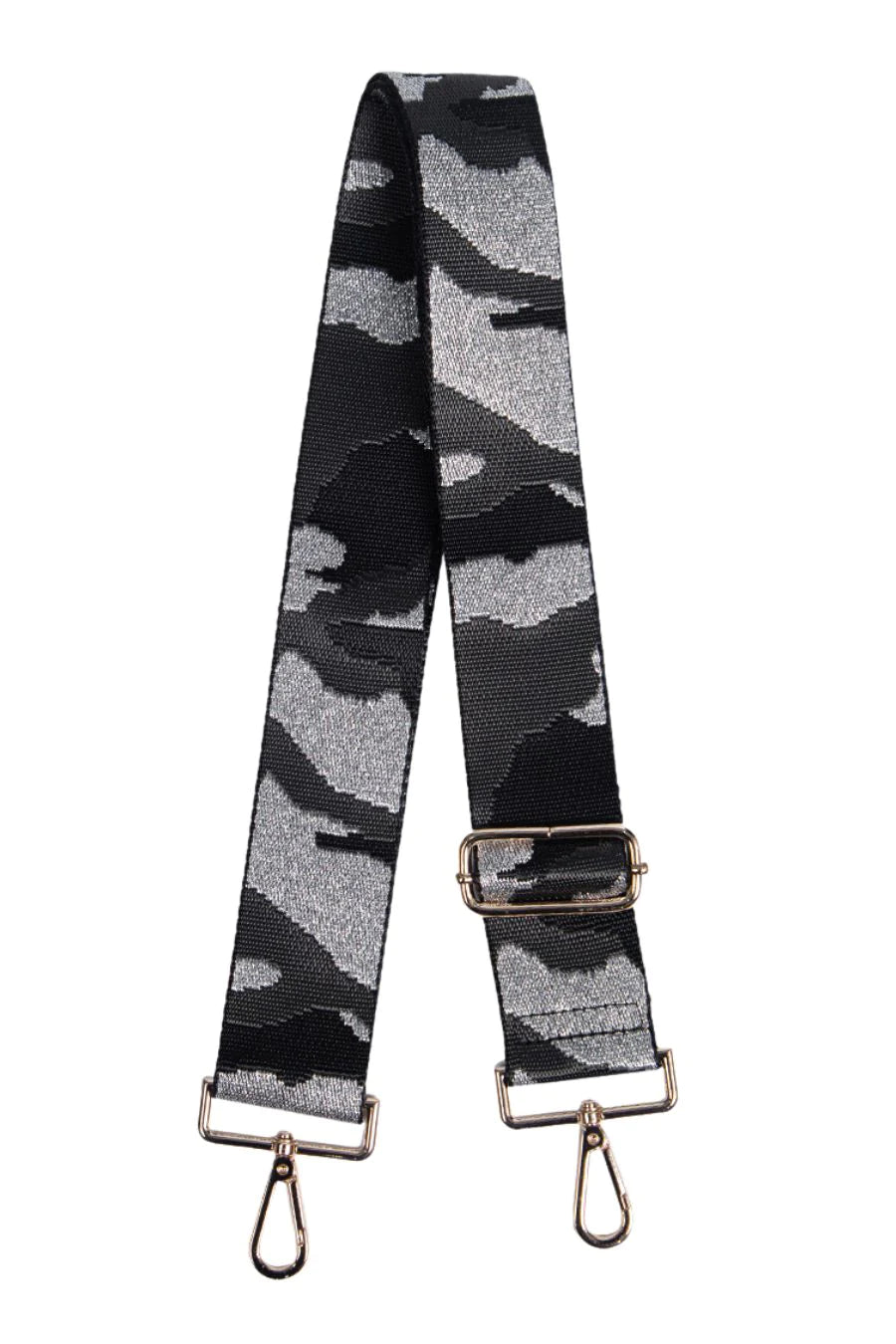 Dark Grey Glitter Camouflage Bag Strap