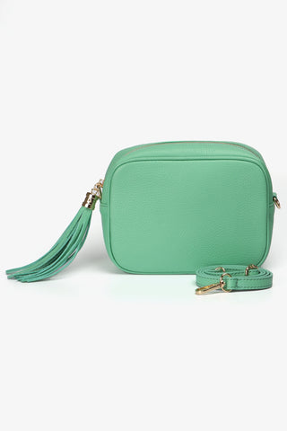 Crossbody Leather Camera Bag - Mint Green