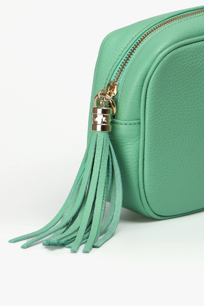 Crossbody Leather Camera Bag - Mint Green