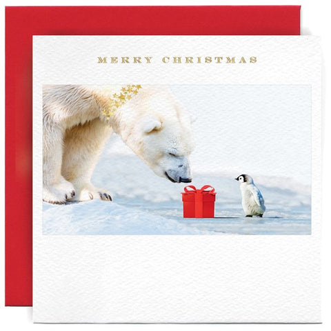 Susan O'Hanlon Christmas Card - Polar Bear & Penguin