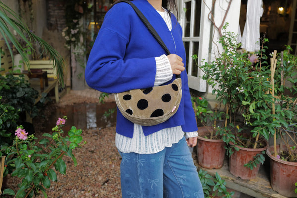 Velvet Spots Half Moon Bag - Chartreuse