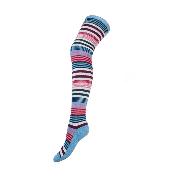 Light Blue Striped Over The Knee Wool Blend Socks
